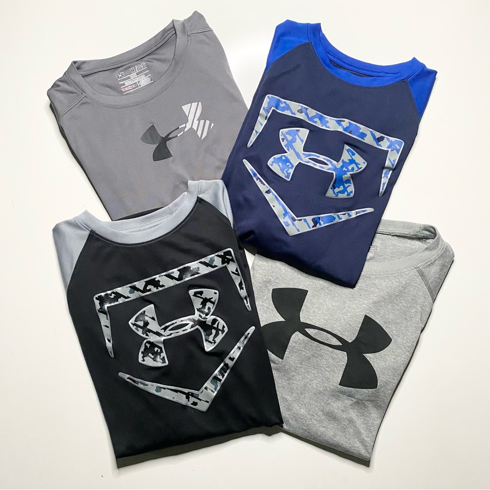4 Under Armour Boys Athletic Shirts Sz XL X LARGE Tops Baseball EUC Like New